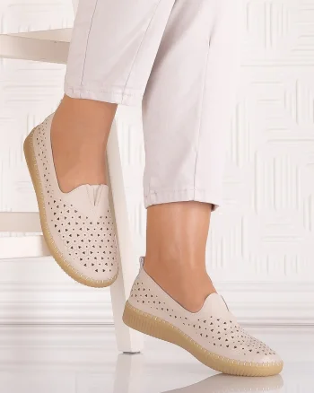 Pantofi casual Bej dama din Piele Ecologica Belvina