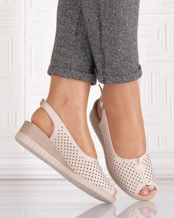 Sandale casual Bej dama din Piele Ecologica Seliorra
