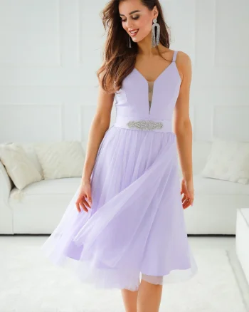 Rochie lila midi din tul si cord...