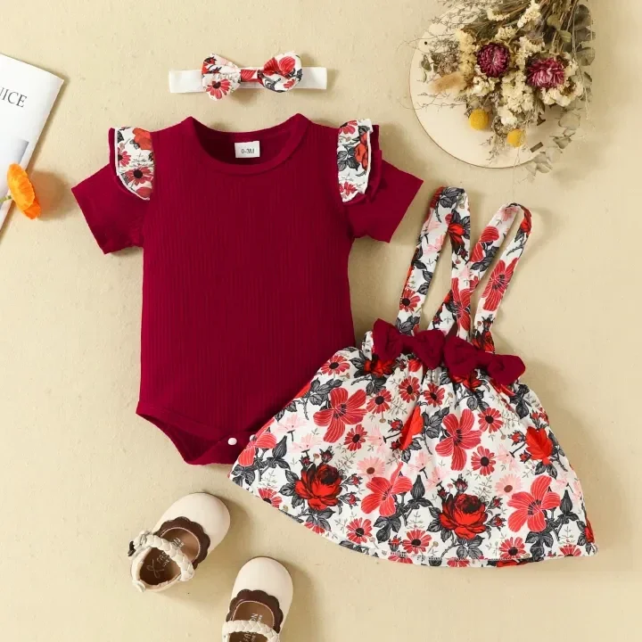 Set 3 piese fete burgundy cu imp...