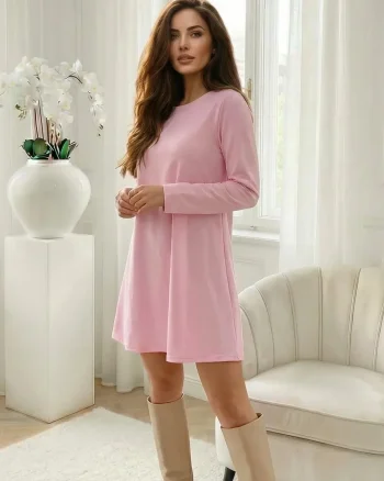 Rochie roz din vascoza cu croial...