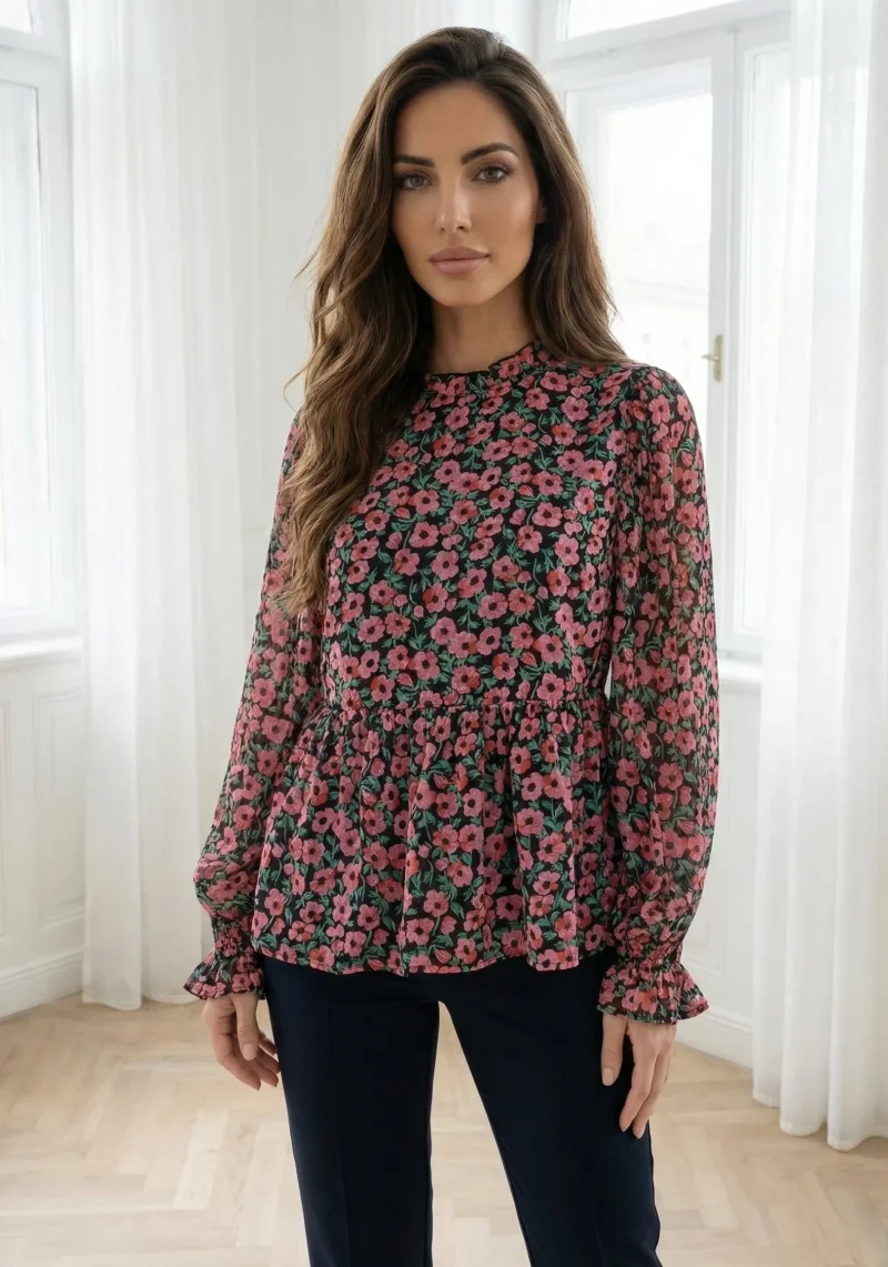 Bluza eleganta cu volane si impr...