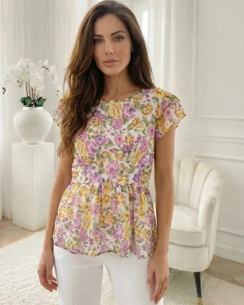 Bluză cu imprimeu floral și croi...