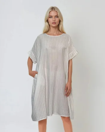 Rochie stil A cu dungi alb - Unica S-L