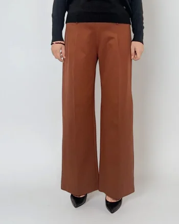 Pantaloni lungi cu pense și buzunare maro - XL