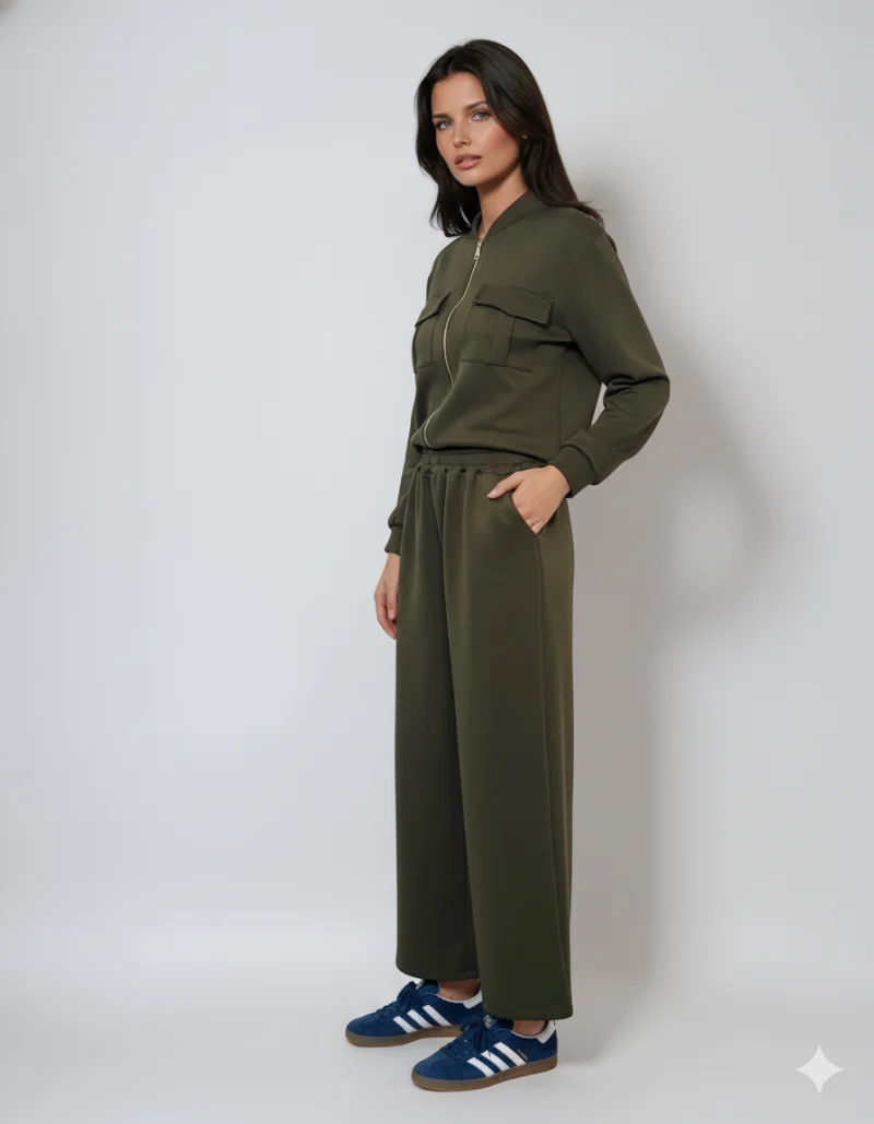 Fustă pantalon cu buzunare și șnur kaki - Unica S-L