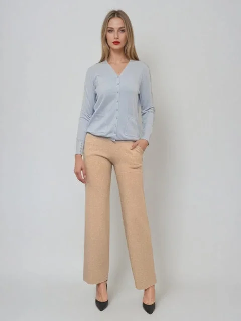 Pantaloni tricot office crem - Unica S-L