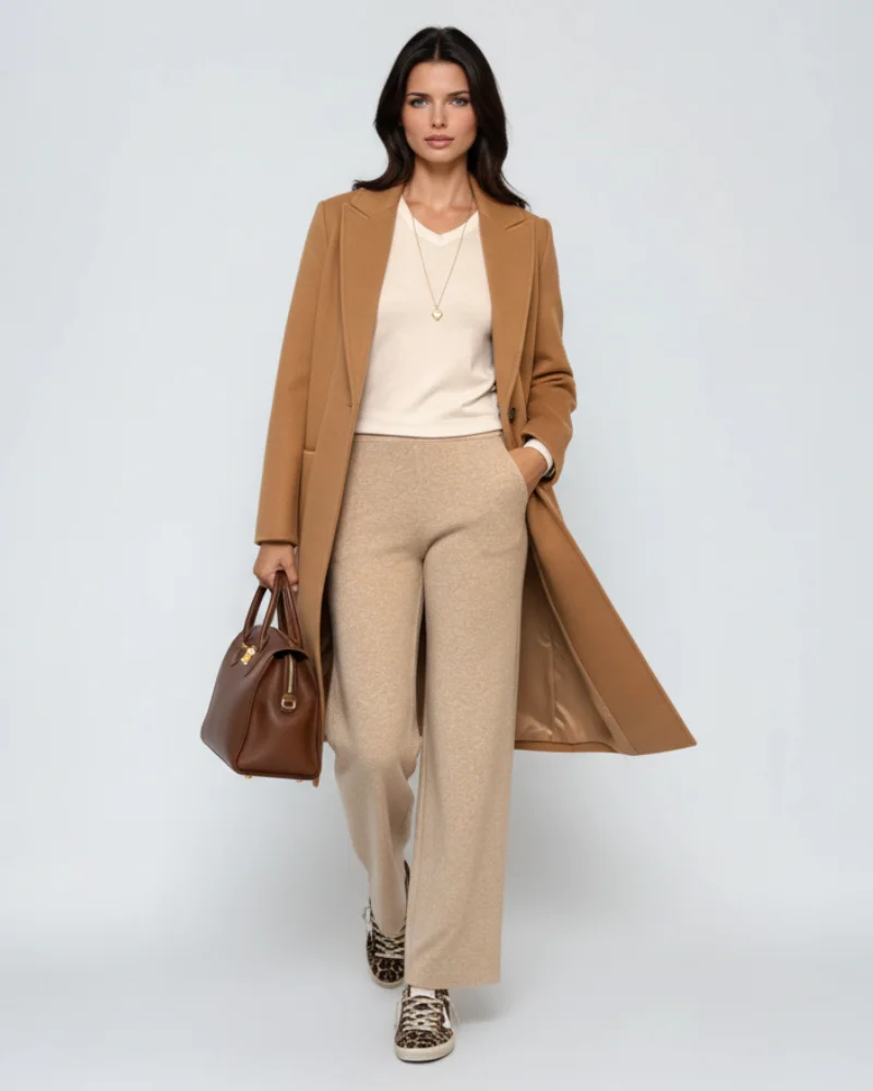 Pantaloni tricot office beige - Unica S-L