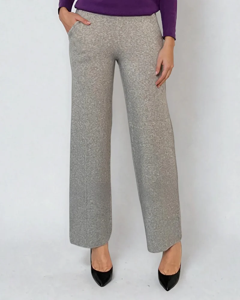 Pantaloni tricot office gri - Unica S-L