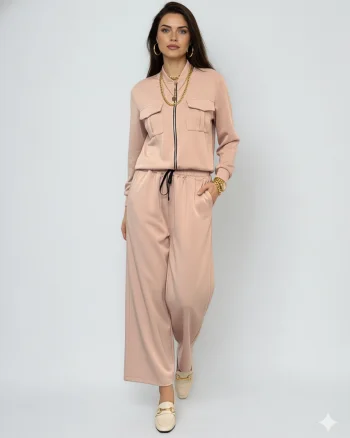 Fustă pantalon cu buzunare și șnur crem - Unica S-L