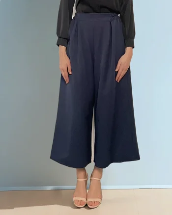 Fustă pantaloni cu pense și buzunare bleumarin - Unica S-L