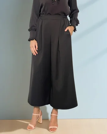 Fustă pantaloni cu pense și buzunare negru - Unica S-L
