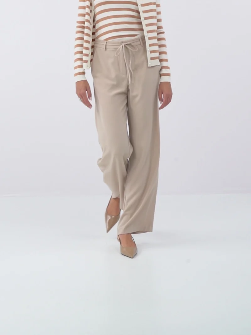 Pantaloni lungi largi fluizi cu buzunare ORSAY crem - 34