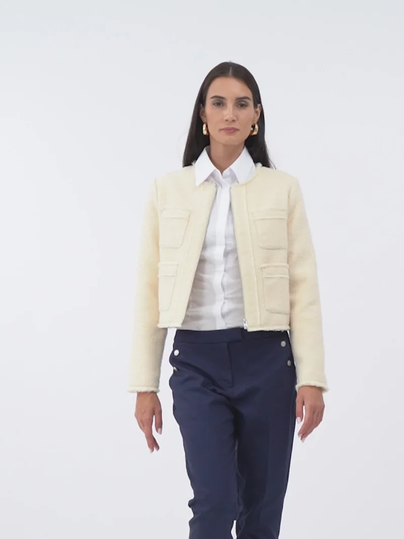 Sacou elegant fără revere cu mâneci lungi ORSAY crem - 34