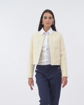Sacou elegant fără revere cu mâneci lungi ORSAY crem - 34