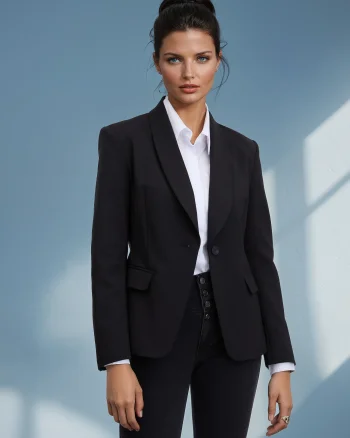 Sacou din mix de bumbac cu clapete la un nasture  ORSAY negru - 36