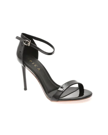 Sandale elegante EPICA negre, 551, din piele ecologica lacuite