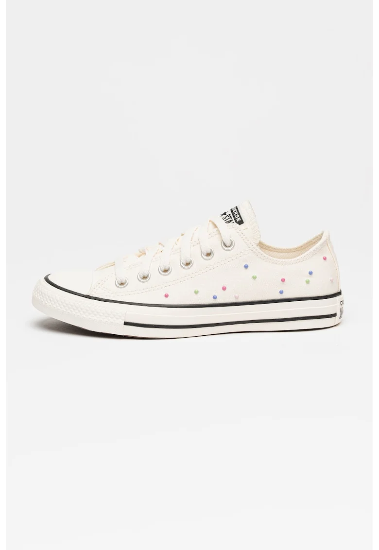 Tenisi din panza cu aplicatie cu margele Chuck Taylor All Star, Alb murdar