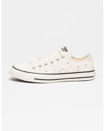 Tenisi din panza cu aplicatie cu margele Chuck Taylor All Star, Alb murdar