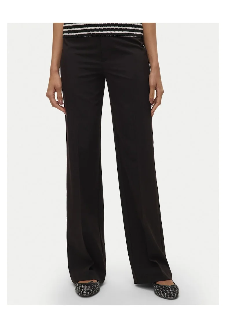 Pantaloni dama,  fermoar, negru, poliester reciclat