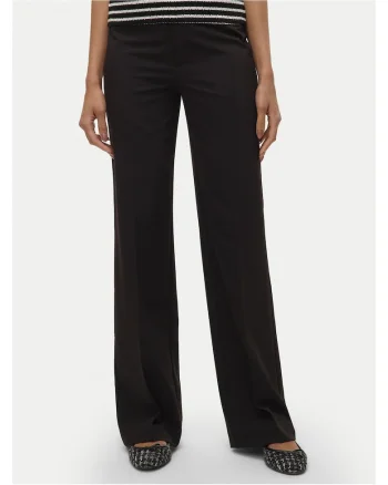 Pantaloni dama,  fermoar, negru, poliester reciclat