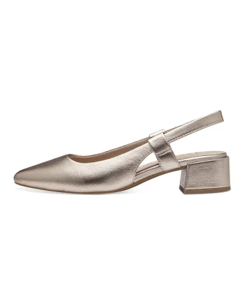 Pantofi de piele ecologica cu varf ascutit, Auriu