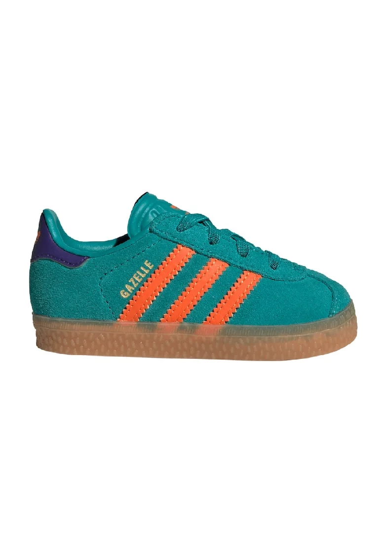Pantofi sport Gazelle din piele intoarsa si piele, Portocaliu/Verde englez