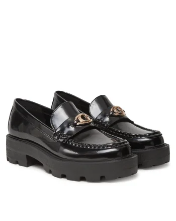 Mocasini dama  piele ecologica, negru,