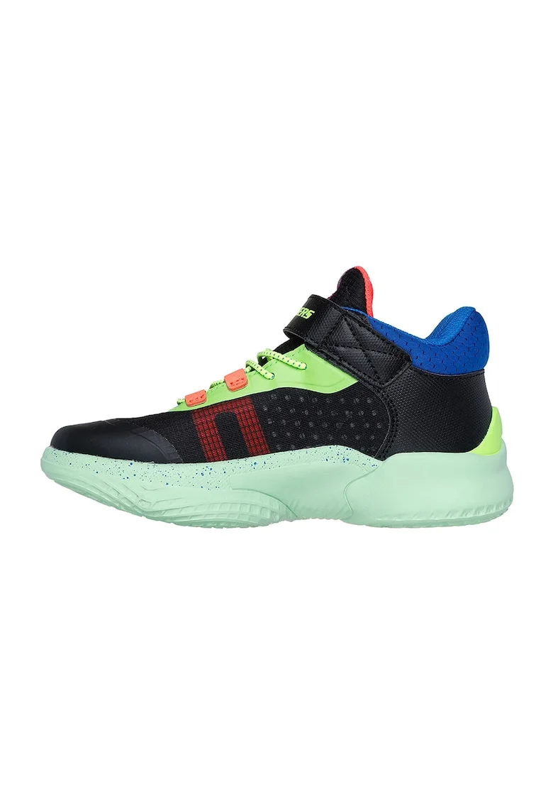 Pantofi sport mid-high SKX Court Hype, Verde/Negru/Portocaliu mandarina