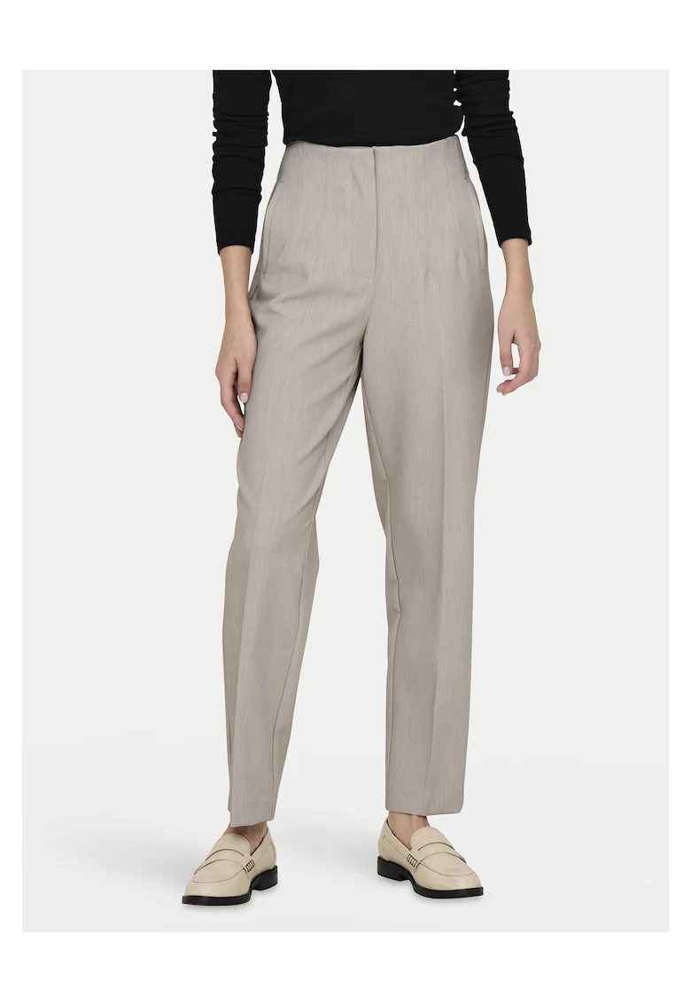 Pantaloni dama,  chino, fermoar, bej, 74% poliester reciclat