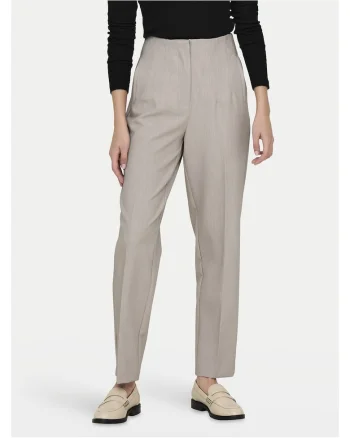 Pantaloni dama,  chino, fermoar, bej, 74% poliester reciclat