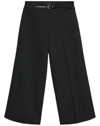 Pantaloni culottes dama,  negru, 81% poliester reciclat