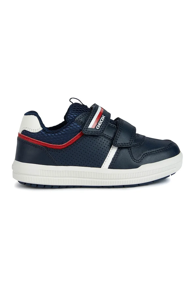 Pantofi sport de piele ecologica cu perforatii, Rosu/Alb/Bleumarin