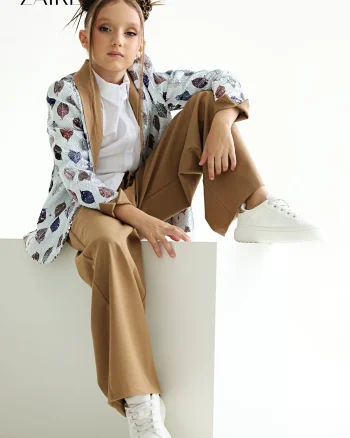 Compleu elegant pentru fete, sacou din paiete si pantalon evazat - Dorly