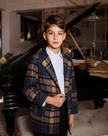 Palton elegant din stofa in carouri pentru baieti - Thomas