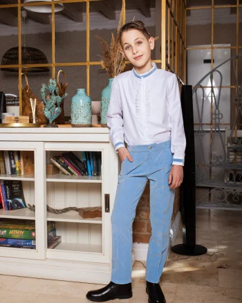 Pantaloni bleu eleganti din catifea pentru baieti - Liam