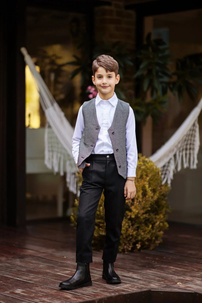 Pantaloni negrii eleganti din stofa pentru baieti - Nolan