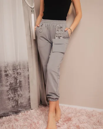 Pantaloni dama sport cu borseta alb