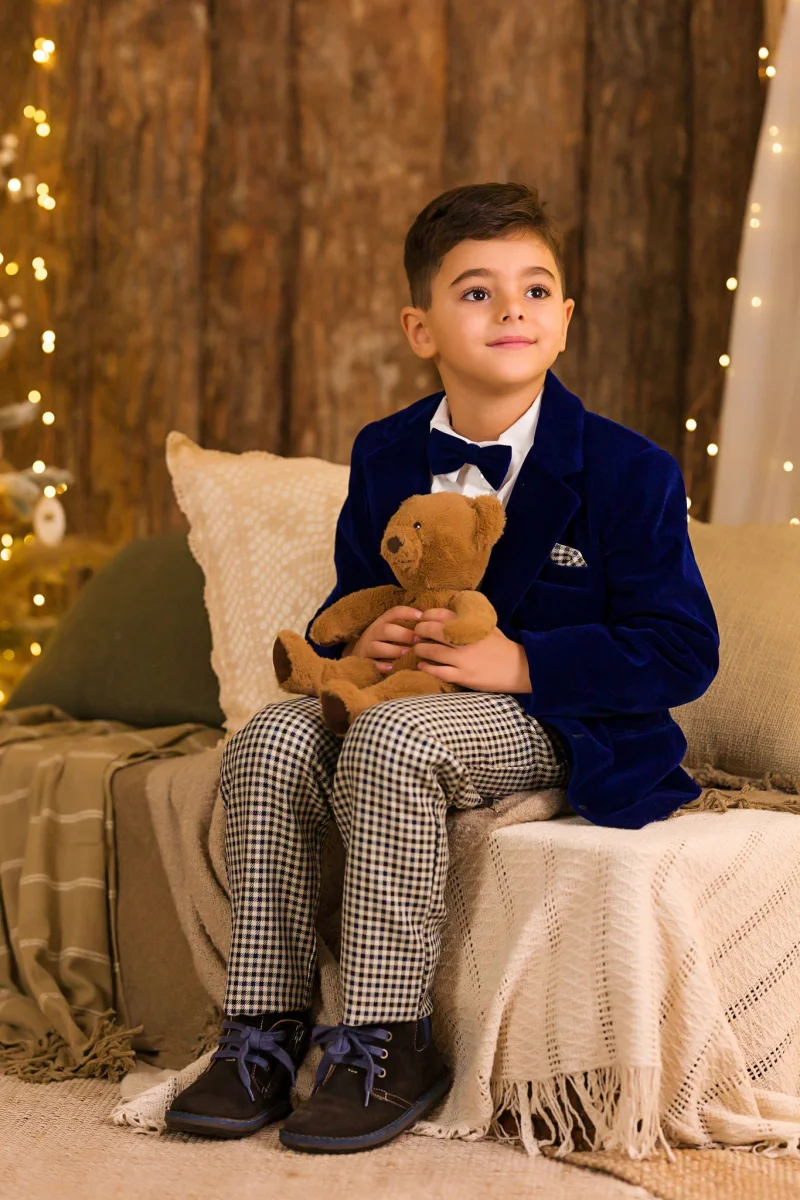 Pantaloni eleganti din stofa in carouri pentru baieti - Arthur