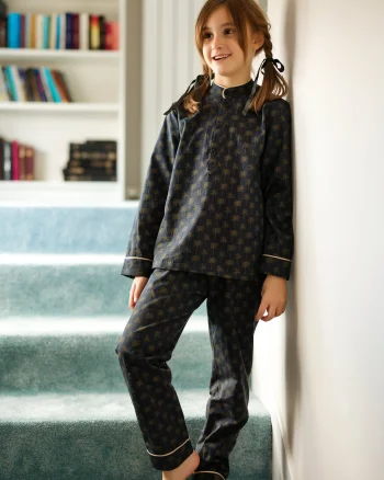 Pijama bleumarin din bumbac cu imprimeu palmieri pentru copii - Personalizare Broderie