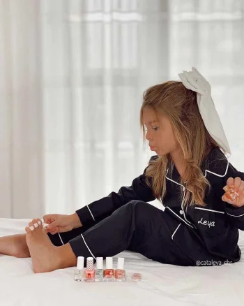 Pijama alba model clasic din poplin pentru copii - Personalizare Broderie