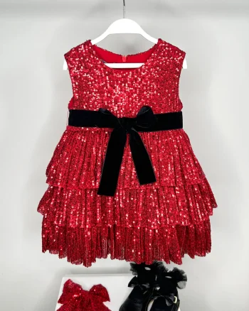 Rochie rosie elegantă din paiete pentru fete - 4-5 ani