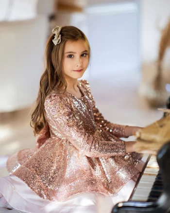 Rochie aurie eleganta din paiete pentru fete - Louisa