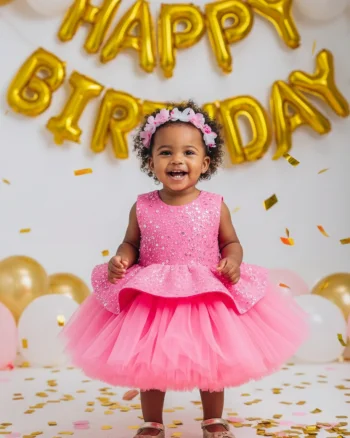 Rochie neagra eleganta din dantela cu perle si volane din tulle pentru fete - Candy