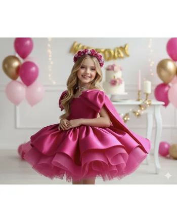 Rochie roz eleganta pentru fete, din tafta - Barbie