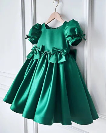 Rochie verde eleganta pentru fete, din tafta - Samira