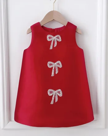 Rochie rosie eleganta pentru fete, din tafta - Heidi