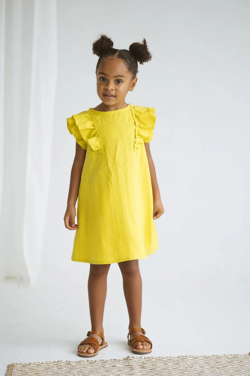 Rochie alba casual din in pentru fete - Marisa