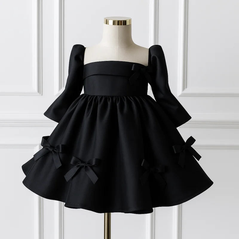 Rochie roz eleganta pentru fete, din tafta accesorizata cu fundite - Sol