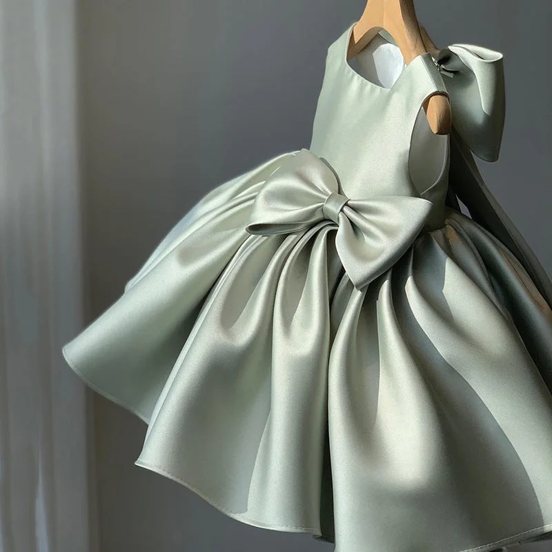 Rochie verde eleganta din tafta pentru fete - Leya
